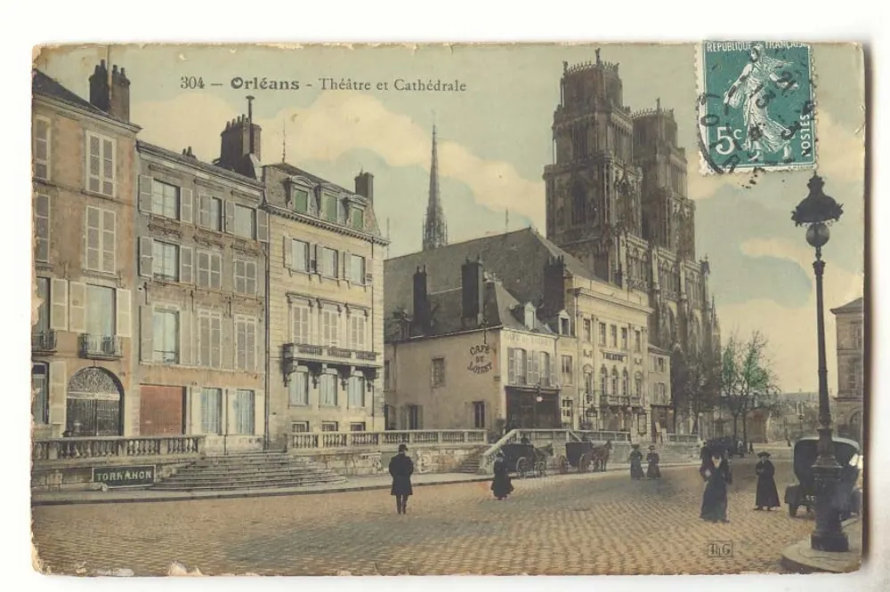 Orléans - Teatro y Catedral — editor Th.G, n° de serie 304 - Anverso