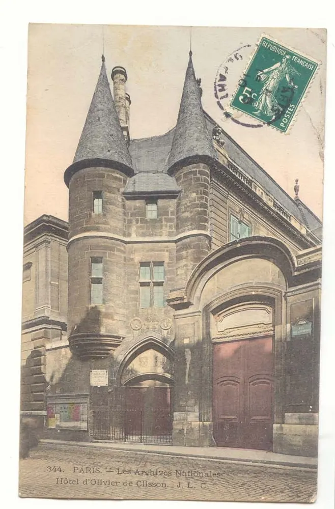 Hôtel d'Olivier de Clisson — Die Nationalarchiv — J. L. C. — n° 344 - Vorderseite
