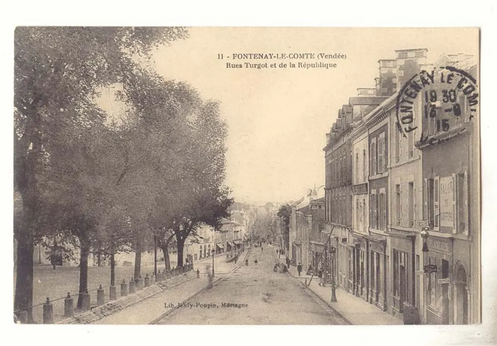 Fontenay-le-Comte (Vendée) — Straßen Turgot und de la République — Lib. Jehly-Poupin, Mortagne - Vorderseite