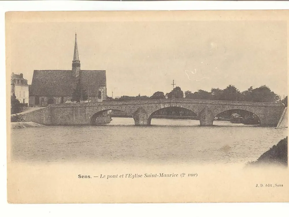 Sens – Der Brücke und die Kirche Saint-Maurice (2. Ansicht) – J. D. édit, Sens - Vorderseite