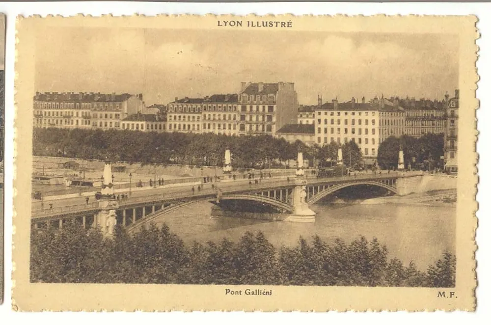 Ponte Galliéni — Lyon — editor Lyon Illustré, número de série M.F. - Frente