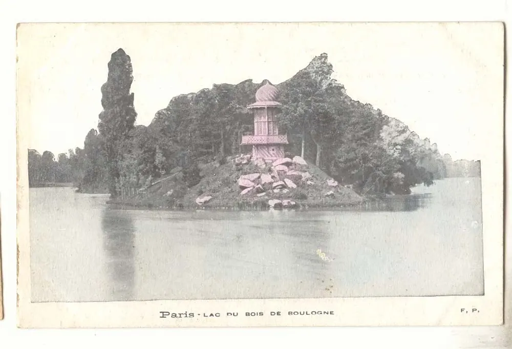 Paris - See des Bois de Boulogne — Pagode auf Felseninsel — F. P. - Vorderseite