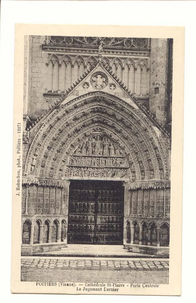 Poitiers (Vienne) — Kathedrale St-Pierre - Zentralportal Das letzte Gericht — J. Robuchon, phot. Poitiers - 19271 - Vorderseite