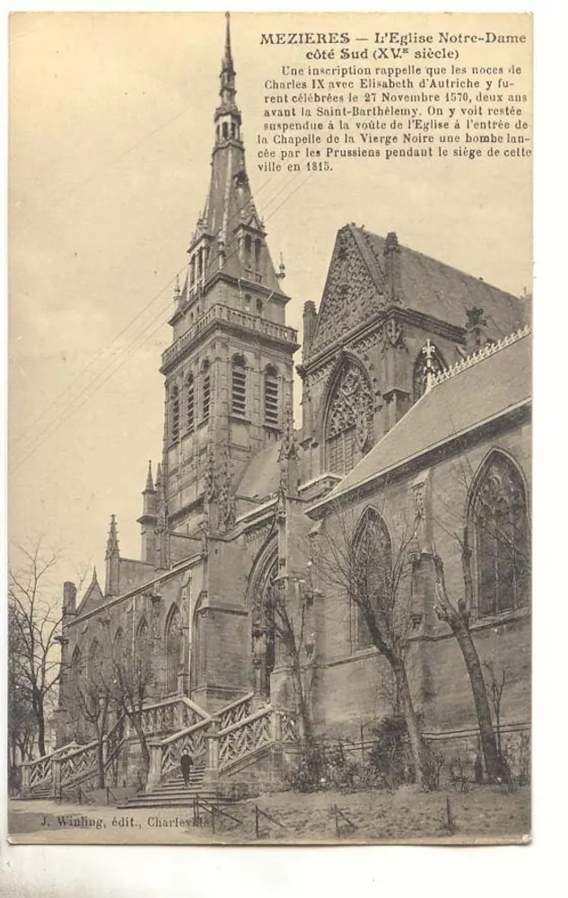 Mézières — Die Kirche Notre-Dame, Südseite (15. Jahrhundert) — J. Winling, Verlag, Charleville - Vorderseite