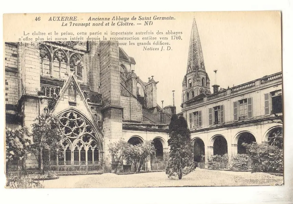 Auxerre - Ehemalige Abtei Saint Germain. Der nördliche Querarm und der Cloister — Notices J. D. - Vorderseite