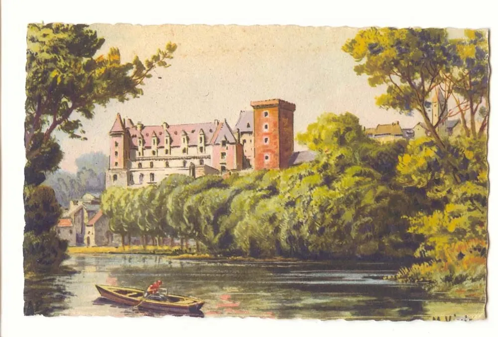 Castelo de Château-Gaillard — vista sobre a Loire — gravura de D. V. U. (D. V. U.) - Frente