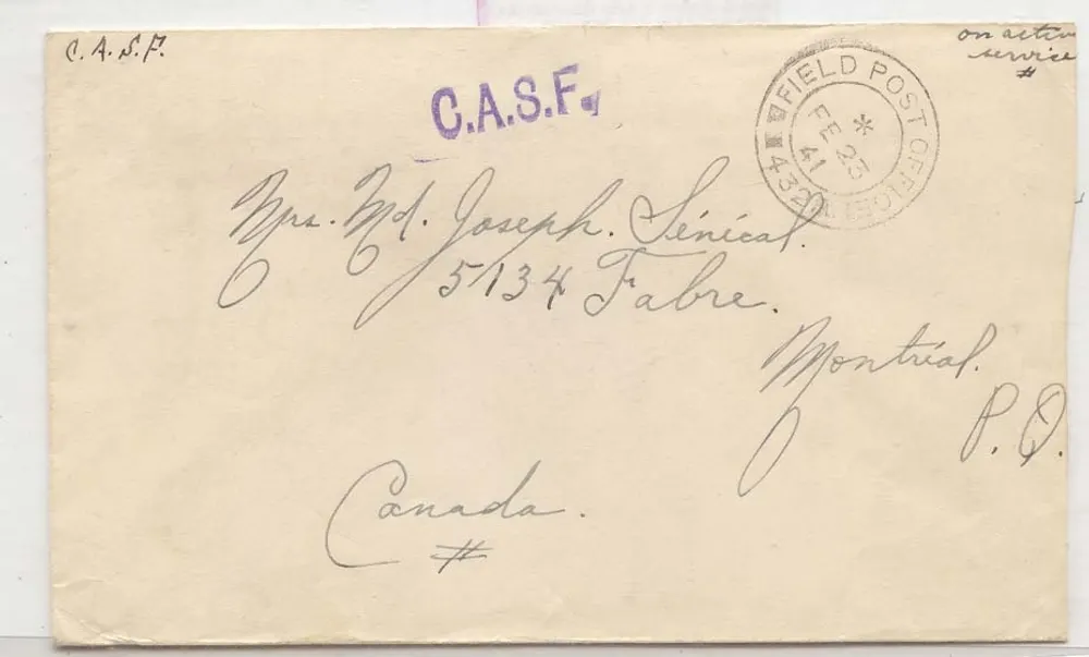 Kanada WW2 Feldpostamt 432 (Umschlag Brief Krieg) - Vorderseite