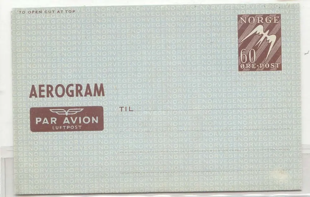 Norwegen Aerogramm aerogramme LF 2 MINT(Norge Norveg statiionary entier postal) - Vorderseite