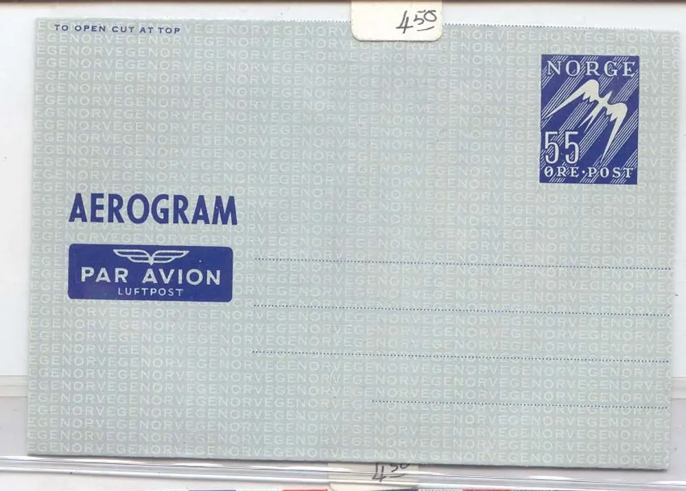 Norwegen Aerogram aerogramme LF 6 MINT (Norge Norvege statiionary entier postal) - Vorderseite