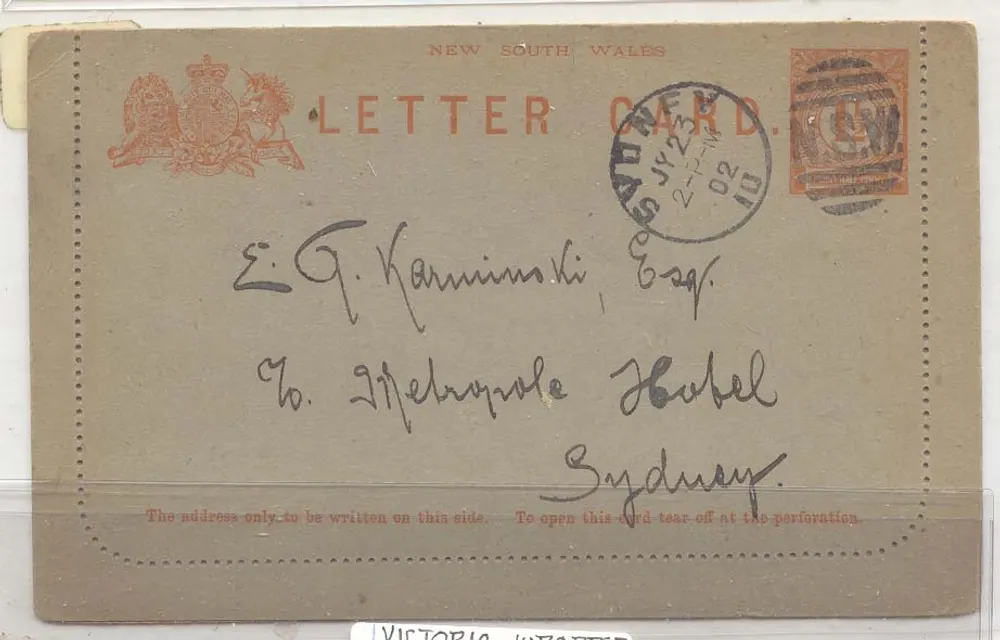 Australien Neues Süd-Wales A7 Sydney 1902 (ganz Australien postal) - Vorderseite