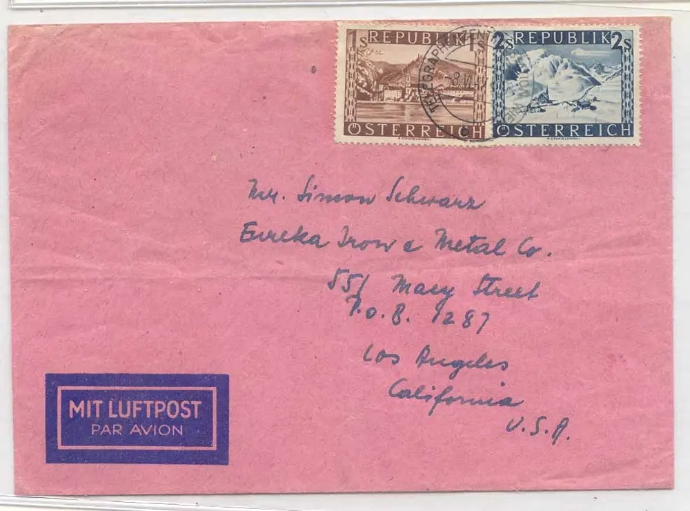 Österreich 1947 ungewöhnliche Brief ohne Zensur an USA (Österreich Brief Österreich) - Vorderseite