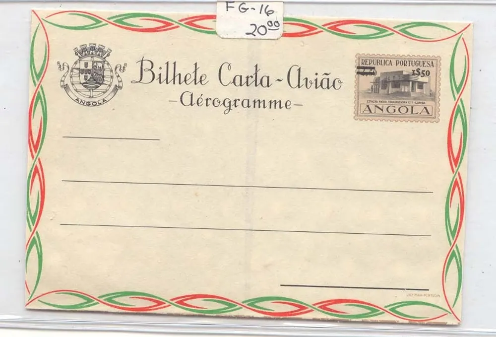 Angola FG 16 Aerogramm Aerogramme (poststationär) MINT - Vorderseite