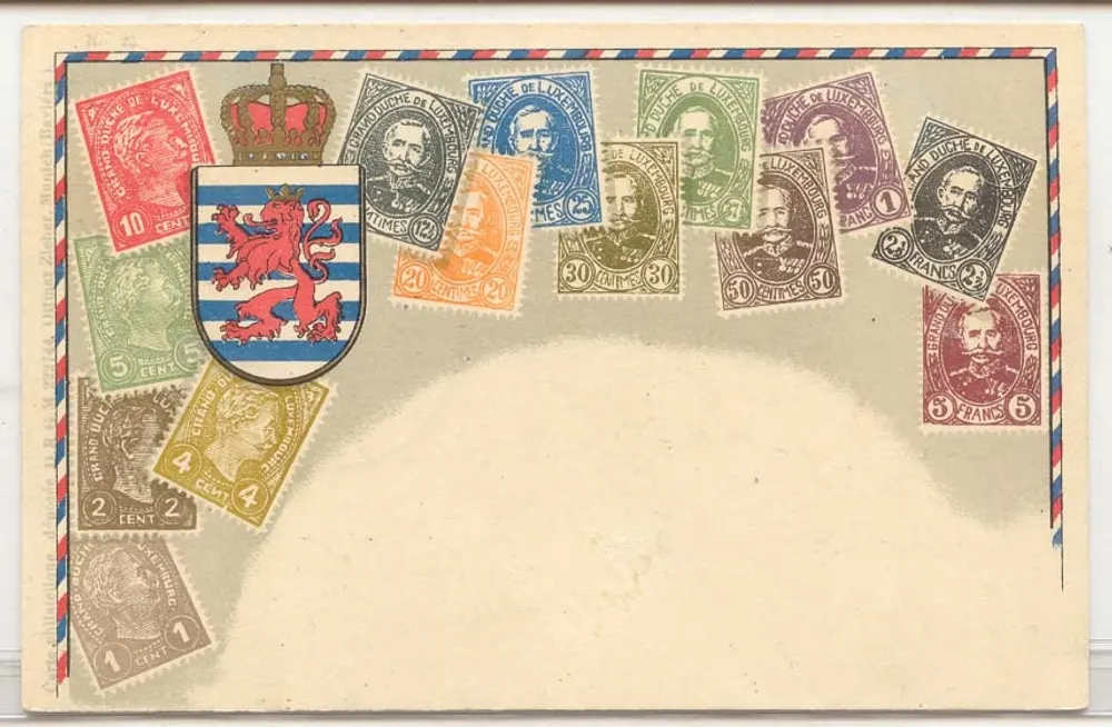 Luxemburg Stempelkarte mit Rückseite deutscher Stempel mit Panzerstempel 1941 - Vorderseite