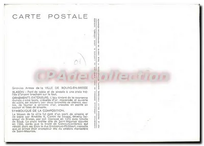 Bourg-en-Bresse — brasão e armas — editor Mireille Louis, Paris — Verso