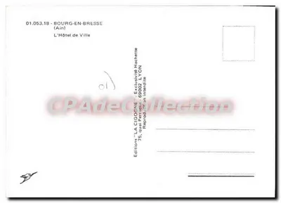 Bourg-en-Bresse — O Hotel de Ville — Edições LA CIGOONE — Verso