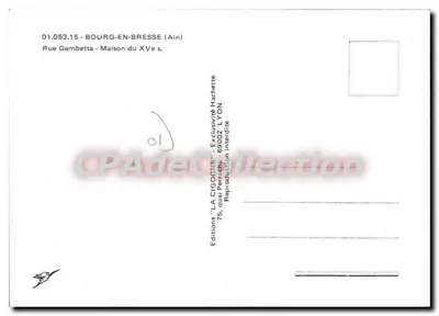 Bourg-en-Bresse — Casa do século XV — Edições 'LA CIGOGNE' — Verso