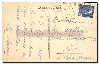 Divonne-les-Bains — Onderkant van het meer Versoix en grote hotels — J. Michaux, uitgave Bellegrande, n° 378 — Achterkant