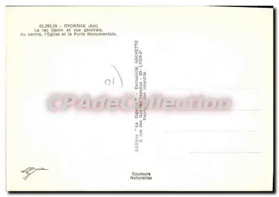 Oyonnax — Vista panorâmica e lago Genin — Edições Hachette — Verso