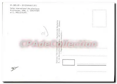 Cigogne — Międzynarodowy Salon Plastików w Oyonnax — Wydawnictwo 'LA CIGOGNE' — Rewers