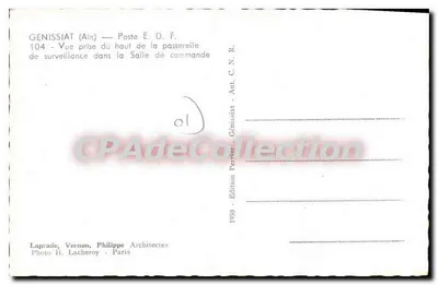 Génissiat (Ain) — Posto E.D.F. — Vista tirada do alto da ponte de vigilância na Sala de Controle — Edição Pernet - Génissiat — Verso