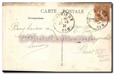 Meximieux (Ain) - Ingresso dalla strada di Lione — Lémonon Ducoté, edit. Mâcon — Verso