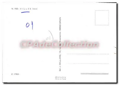 Villes (Ain) — vista de la iglesia y del pueblo — Ed. SPADÈM — Reverso