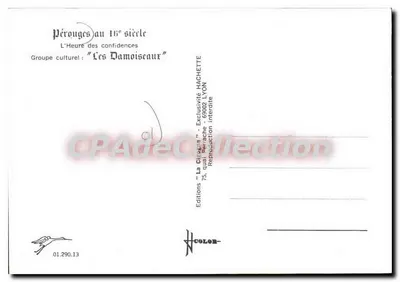 Pérouges w XVI wieku — Godzina tajemnic — Grupa kulturowa 'Les Damoiseaux' — Wydawnictwo 'La Cigogne' — Rewers
