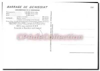 Zbiornik Génissiat — widok panoramiczny i szczegóły techniczne — Wydawnictwo Rétunel — Rewers