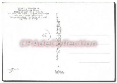 Château-Thierry (Aisne) — Estátuas, ruínas, igreja e vista panorâmica — Éditions Hachette, série 02.168.37 — Verso