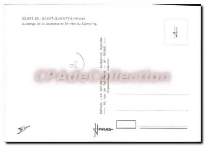 Camping La Cigogne — Entrada do camping e pousada para jovens — Éditions LA CIGOGNE — Verso