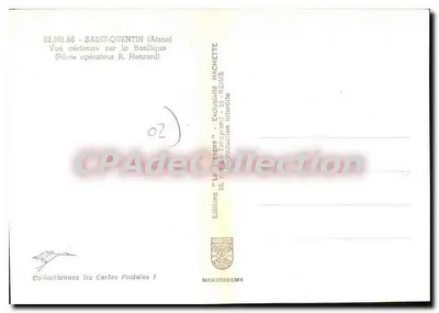 Saint-Quentin (Aisne) — Widok z powietrza na Bazylikę — Wydawnictwo 'Le Crogne' Hachette — Rewers