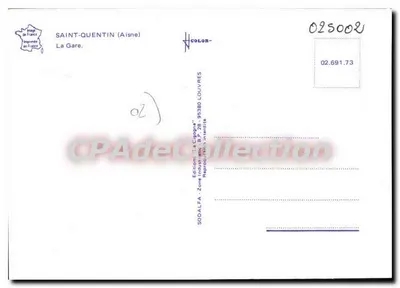 Stacja kolejowa w Saint-Quentin — SNCF — wydawca SODALFA, nr 02.691.73 — Rewers