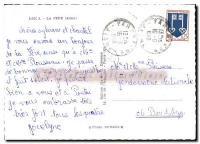 La Fère — vista da cidade e seus monumentos — Edição M. J. Derenne — Verso