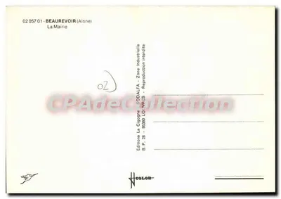 Beaurevoir (Aisne) — A Prefeitura — Éditions La Cigogne — Verso