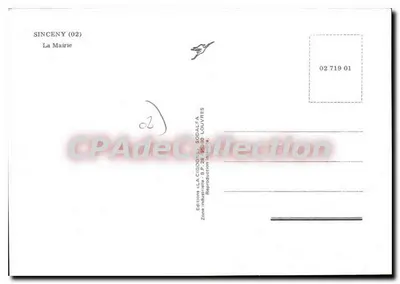 Sinceny — A Prefeitura — Edições La Cigogne, Sodalfa — Verso