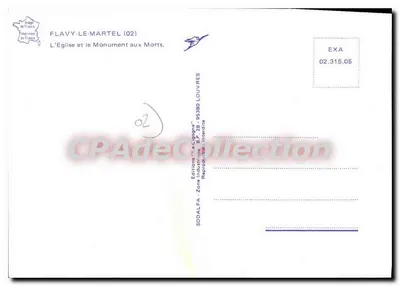 Flavy-le-Martel — A Igreja e o Monumento aos Mortos — Edições "La Cigogne" — Verso
