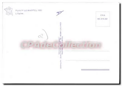 Igreja de Flavy-le-Martel — editor 'La Cigogne' — n° de série 02.315.02 — Verso