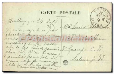 Montluçon — Boulevard de Courlai, L'Hotel des Postes e la Camera di Commercio — editore Chaumont, n° 0168 — Verso