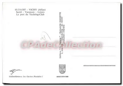 O porto do Clube de Yachting — Vichy (Allier) — Edições La Cigogne — Verso