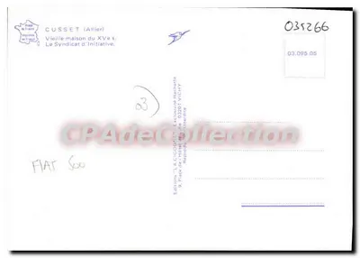 Cusset (Allier) — Velha casa do século XV — Edições La Cigogne — Verso