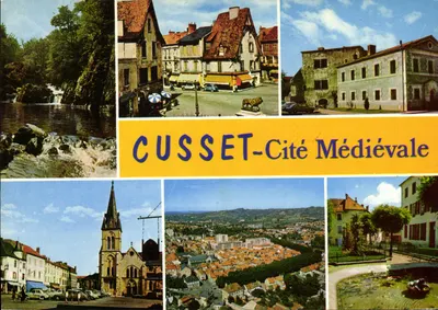 CPA Cusset Allier Cite Medievale Les gorges du Sichon Vieilles maisons La prison devenue musee Place
