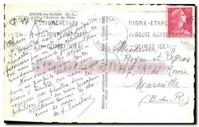 Digne-les-Bains — Trasa Napoleona — Wydawnictwo artystyczne A.D.L.A. — nr 48 — Rewers