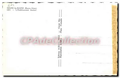 Digne-les-Bains (Basses-Alpes) — O Estabelecimento termal — Éditions ADIA, Nice — Verso