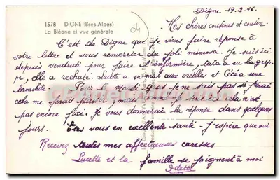 Digne (Basse-Alpes) — algemene uitzicht — La Bléone — uitgever La Bléone, nr. 1578 — Achterkant