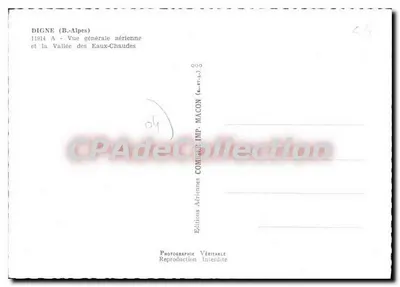 Digne (B.-Alpes) — Ogólny widok z lotu i Dolina Eaux-Chaudes — Wydawnictwo Aériennes MACON — Rewers