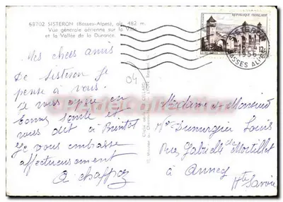 Sisteron (Basse Alpi) — Vista generale aerea sulla città e la valle della Durance — editore non visibile — Verso