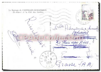 O dique de Castillon-Demandolx — (B.-Alpes) e a Cidade das Grutas — CPAdeCollection — Verso