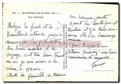 Saint-André-les-Alpes — Vue Générale — Édition Cruvellin — Verso