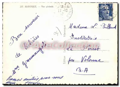 Manosque — Vista geral — Edição Labétière, n° 207 — Verso