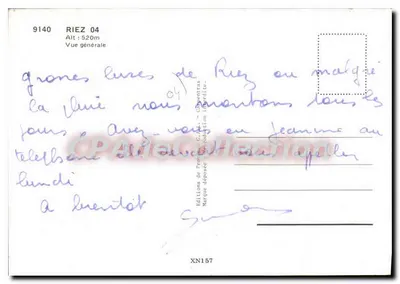 Riez — Vista geral — Éditions de Provence, Grands Carpentras — Verso
